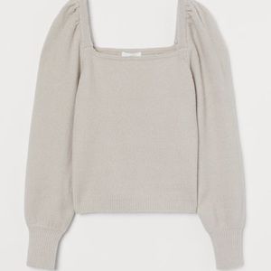 H&M Puff-sleeved sweater Taupe S